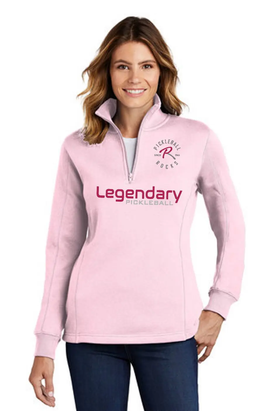 14 Days Of Legendary: Honoring Those Who Helped Make Pickleball Great &Raquo; Legendary 253Tsl Womens Quarter Zip Sweatshirt Pink Front