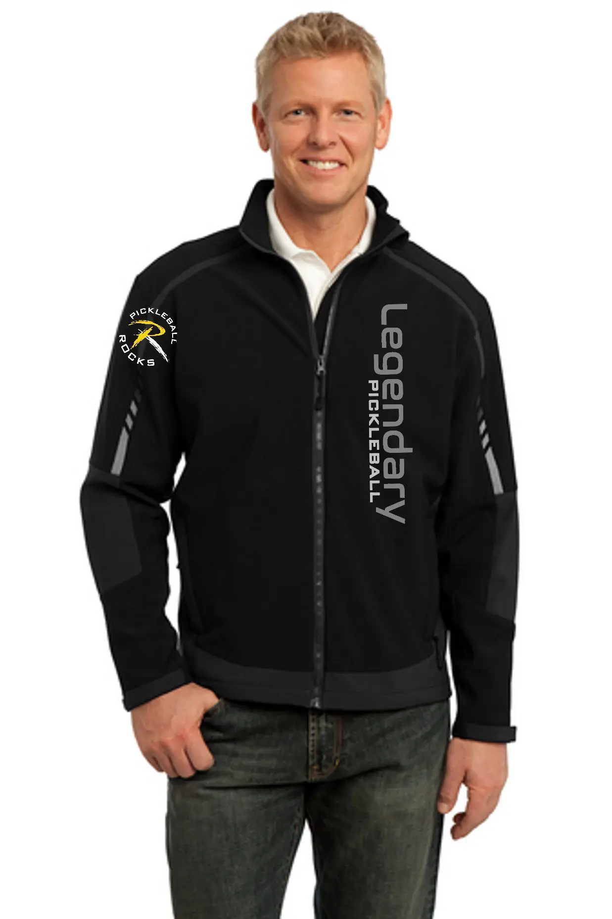 14 Days Of Legendary: Honoring Those Who Helped Make Pickleball Great &Raquo; Legendary 307J Soft Shell Black Jacket Front