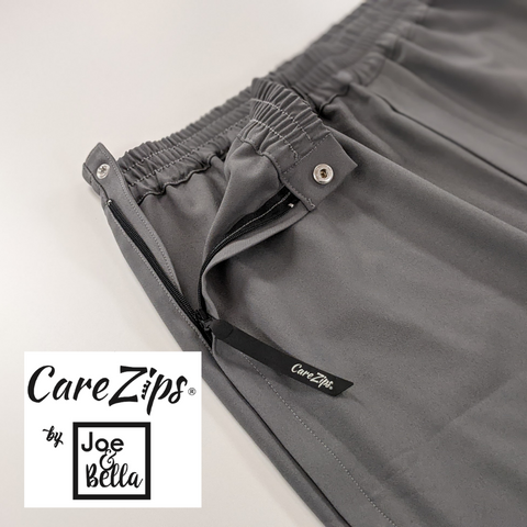 Carezips Adaptive Pants Close-Up Of Side Zipper And Snap