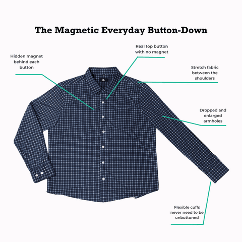 Men'S Magnetic Everyday Button-Down Adaptive Shirt | Joe & Bella