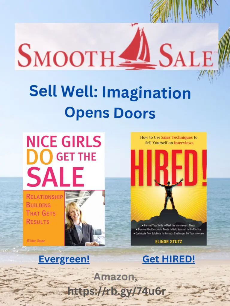 
Nice Girls Do Get The Sale Is An International Best-Seller And Evergreen:
A Classic! Https://Amzn.to/39QivzwHired! How To Use Sales Techniques To Sell Yourself On Interviews Is A Best Seller. Https://Amzn.to/33Lp2Pv And Helped Many To Secure The Job They DesiredVisit Elinor Stutz'S Author Page On Amazon: Https://Www.amazon.com/Elinor-Stutz/E/B001Js1P8S  