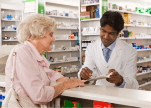 Medication Issues For Seniors &Raquo; Photo Of A Senior Woman At A Pharmacy Picking Up Medication Speaking With The Pharmacist Canva 1 E1683993351463 300X215 1