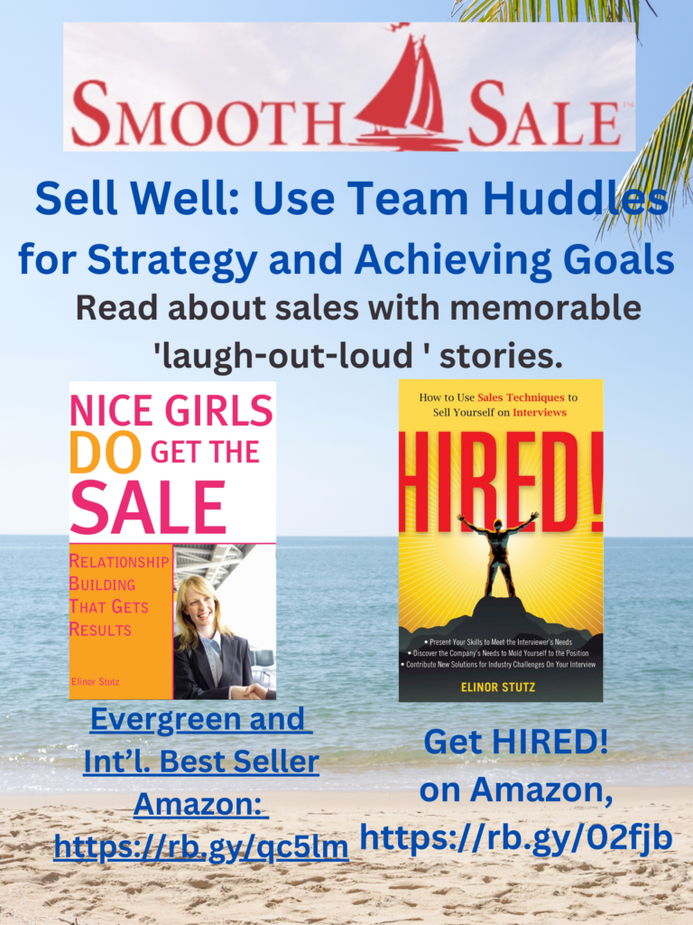 Nice Girls Do Get The Sale Is An International Best-Seller And Evergreen: 
A Classic! Https://Amzn.to/39Qivzw

Hired! How To Use Sales Techniques To Sell Yourself On Interviews Is A Best Seller. Https://Amzn.to/33Lp2Pv And Helped Many To Secure The Job They Desired

Visit Elinor Stutz'S Author Page On Amazon: Https://Www.amazon.com/Elinor-Stutz/E/B001Js1P8S  