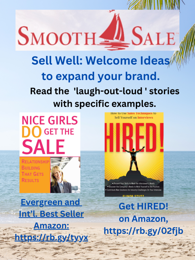 Nice Girls Do Get The Sale Is An International Best-Seller And Evergreen:
A Classic! Https://Amzn.to/39QivzwHired! How To Use Sales Techniques To Sell Yourself On Interviews Is A Best Seller. Https://Amzn.to/33Lp2Pv And Helped Many To Secure The Job They DesiredVisit Elinor Stutz'S Author Page On Amazon: Https://Rb.gy/Fk48L 