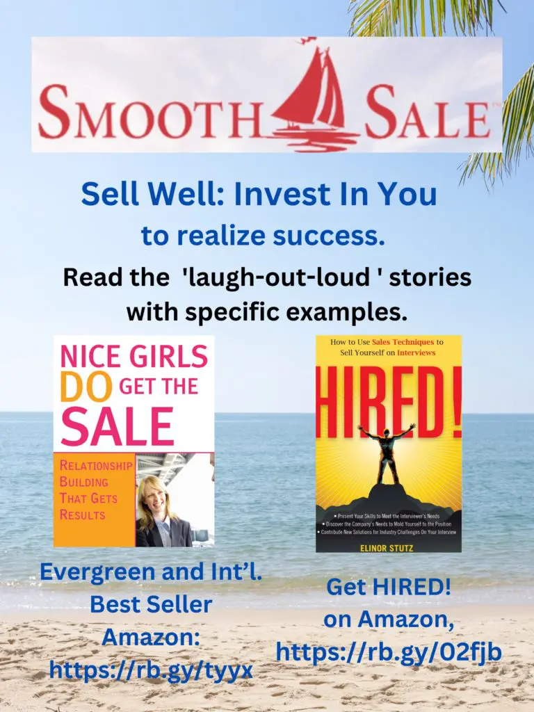 Nice Girls Do Get The Sale Is An International Best-Seller And Evergreen: 
A Classic! Https://Amzn.to/39Qivzw

Hired! How To Use Sales Techniques To Sell Yourself On Interviews Is A Best Seller. Https://Amzn.to/33Lp2Pv And Helped Many To Secure The Job They Desired.