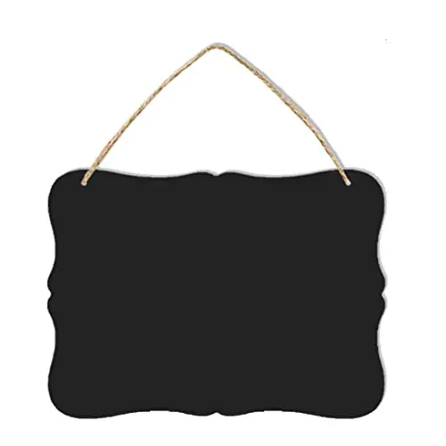 Hanging Chalkboard Signs,Memo Message Sign, Vintage Erasable Message Board Sign With Hanging String For Wedding Kitchen Home Party Decoration (Rectangle 03)