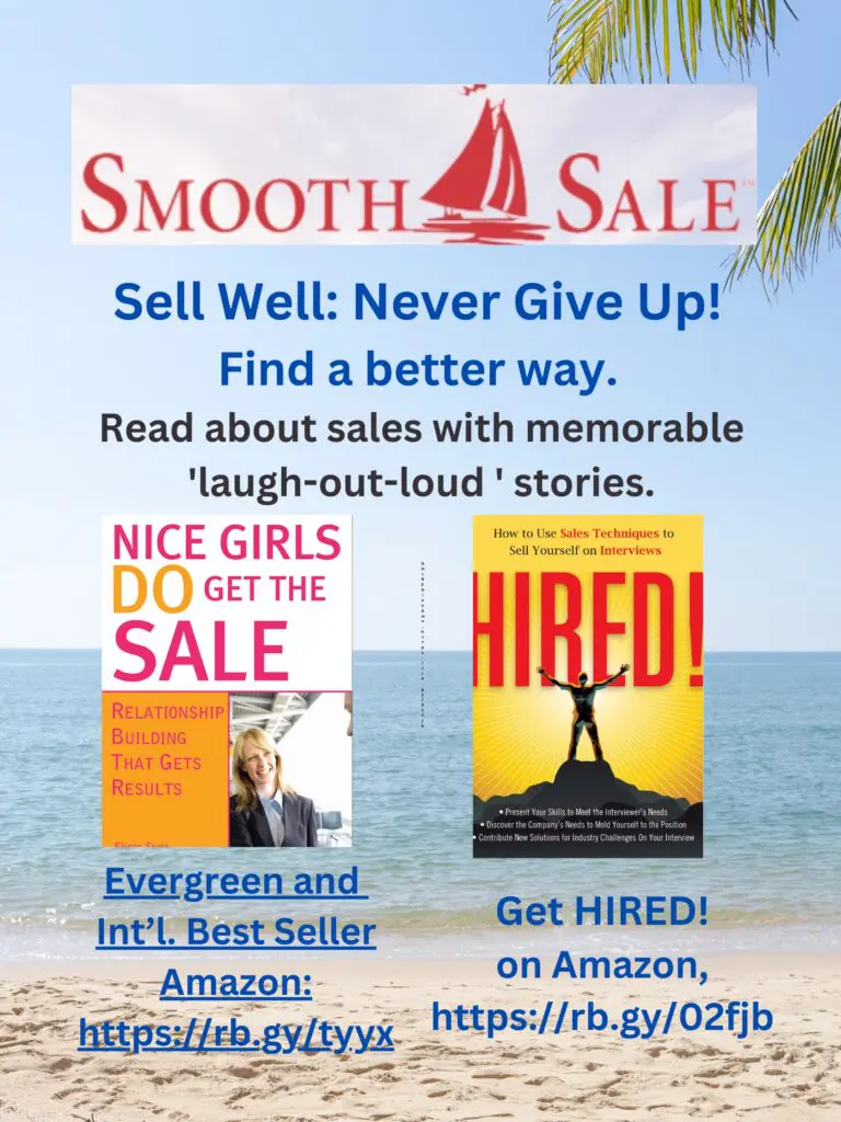 Crazier Ideas Yield Originality And Better The Outcomes 2 Nice Girls Do Get The Sale: Relationship Building That Gets Results Is An International Best-Seller And Evergreen:
A Classic! Https://Amzn.to/39Qivzw
Hired! How To Use Sales Techniques To Sell Yourself On Interviews Is A Best Seller. Https://Amzn.to/33Lp2Pv And Has Helped Many To Secure The Job They Desired.