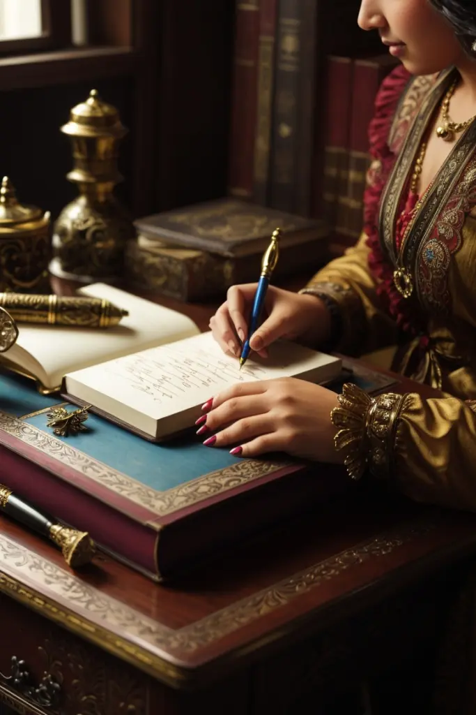 Right About That! &Raquo; Default One Womans Tanned Hand Holding A Feathered Writing Ins 0