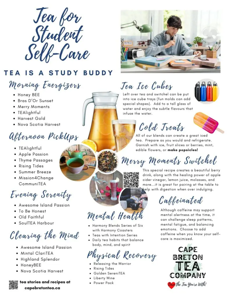 Chart Of Tea To Support Self-Care Topics For Students