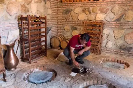 Wine History Of Armenia And Georgia: Ancient Techniques To Modern Day &Raquo; Qvevri Maker Getting Wine Tevali Georgia Copyright 2018 Ralph Velasco Scaled 1