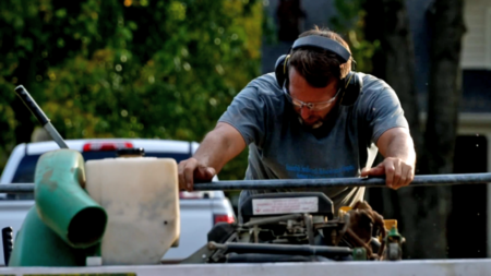 Tad Derrickson Moves From Helping People To Repurposing Trees &Raquo; Tad Derrickson At Saw Mill Photo By Newschannel 5 1024X576 1