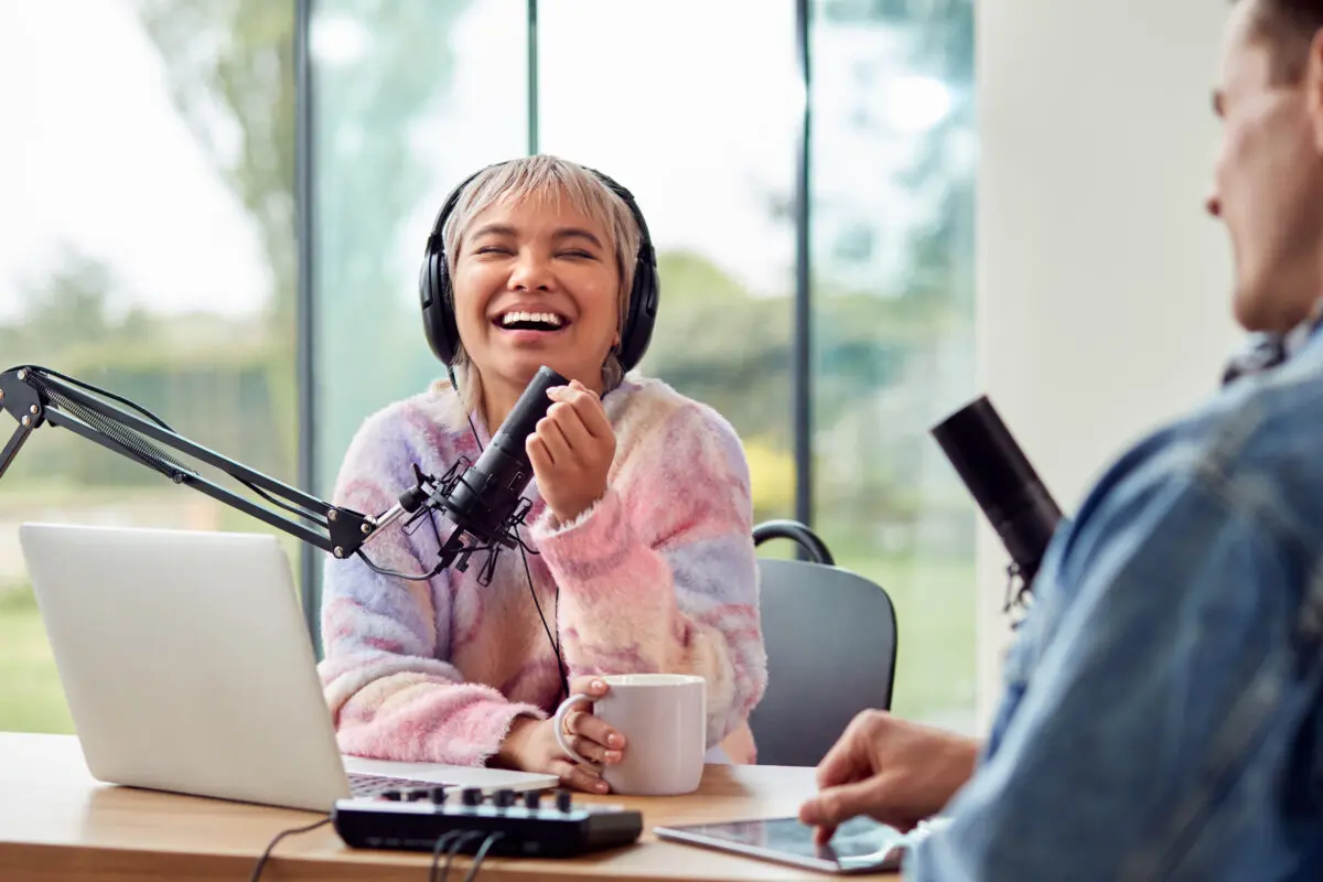 Become A Content Contributor &Raquo; Couple Recording Podcast Or Broadcasting Interview 2024 10 22 02 20 11 Utc Scaled