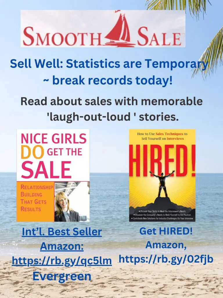 Nice Girls Do Get The Sale: Relationship Building That Gets Results Is An International Best-Seller And Evergreen: 
A Classic! Https://Amzn.to/39Qivzw


Hired! How To Use Sales Techniques To Sell Yourself On Interviews Is A Best Seller. Https://Amzn.to/33Lp2Pv And Has Helped Many To Secure The Job They Desired.
