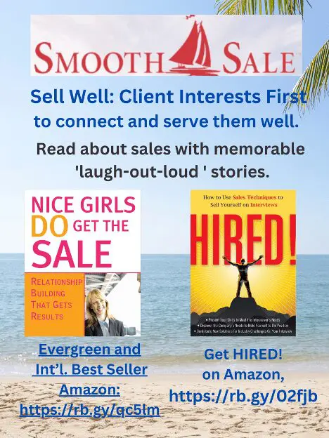 Nice Girls Do Get The Sale: Relationship Building That Gets Results Is An International Best-Seller And Evergreen: 
A Classic! Https://Amzn.to/39Qivzw

Hired! How To Use Sales Techniques To Sell Yourself On Interviews Is A Best Seller. Https://Amzn.to/33Lp2Pv And Has Helped Many To Secure The Job They Desired.