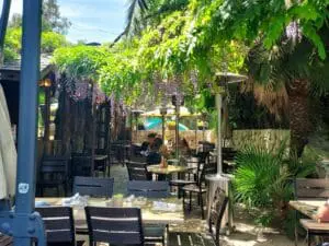 Ojai, California:  This Santa Fe Knock-Off, Nicknamed “Shangri-La,” Offers Visitors Spirituality, Music, Art Tours, Wine Tastings — And Coastal Breezes &Raquo; Deer Lodge Patio 300X225 1