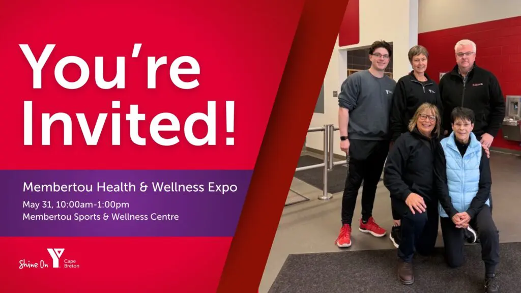 Graphic For Health And Wellness Expo With 5 People Posing For A Picture. 3 Women And 2 Men.