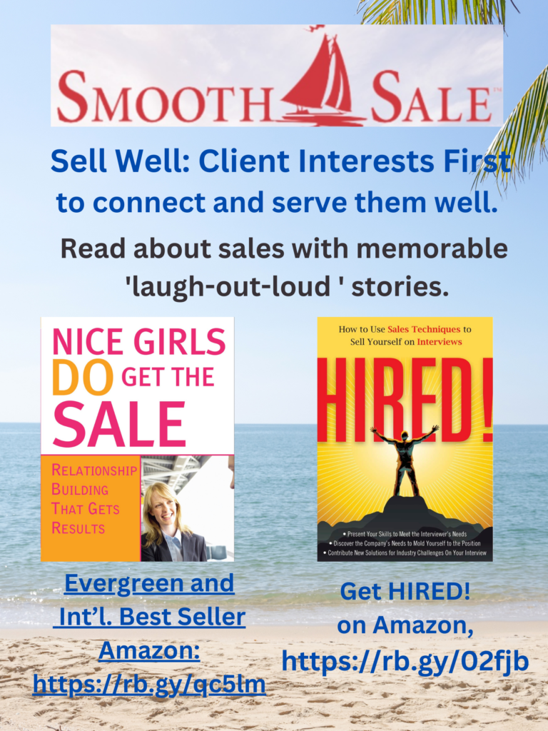 The First Meeting Differentiator Will Elevate Results 4 Nice Girls Do Get The Sale: Relationship Building That Gets Results Is An International Best-Seller And Evergreen:
A Classic! Https://Amzn.to/39Qivzw
Hired! How To Use Sales Techniques To Sell Yourself On Interviews Is A Best Seller. Https://Amzn.to/33Lp2Pv And Has Helped Many To Secure The Job They Desired.