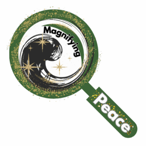 Magnifying Glass With A Yin Yang Symbol In The Center.  Peace On The Handle And Magnifying In The Center Of The Glass.