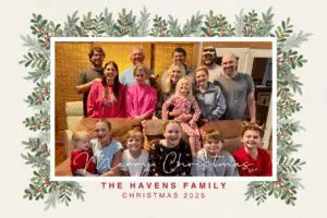 Merry Christmas And Happy Holidays &Raquo; Cream And Green Floral Photo Frame Merry Christmas Family Greeting Card 1 300X200 2