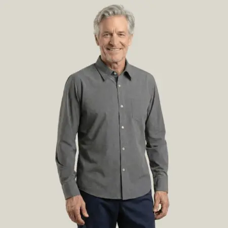 Essentials For Elderly: Useful Things That Make Senior Life Easier And Safer &Raquo; Joe Bella Heathered Grey S Magnetic Button Down For Men Relaxed Fit 1208970198