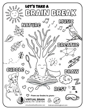 Let’s Take A Brain Break &Raquo; Brain Break Coloring Page With The Neuron Family Scaled 1