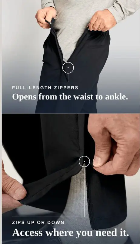 Diagram Of Adaptive Pants For Men Showing Side Zipper Opening