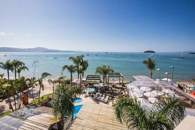 Relaxing Deck Overlooking Beach Praia De Jurere Pousada Dos Sonhos Florianopolis Brazil