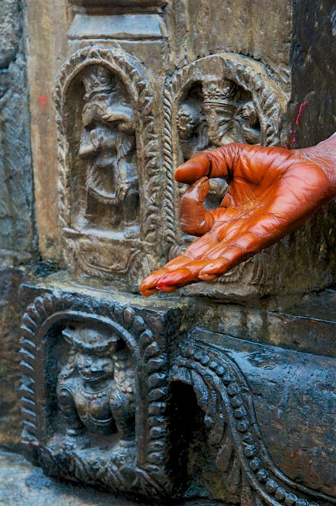 Right Hand Of Sadhu In Temple Doorway In Pashupatinath, Nepal By Ralph Velasco