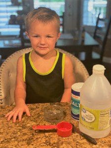 Science Experiment ~ Cleaning Coins With Kids &Raquo; Science Experiment Cleaning Kids Small Boy With Ingredients 2