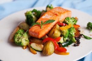 Five Nutritional Tips That Make A Difference With Memory &Raquo; Bigstock Food Salmon Fillet With Vegetables 76601543