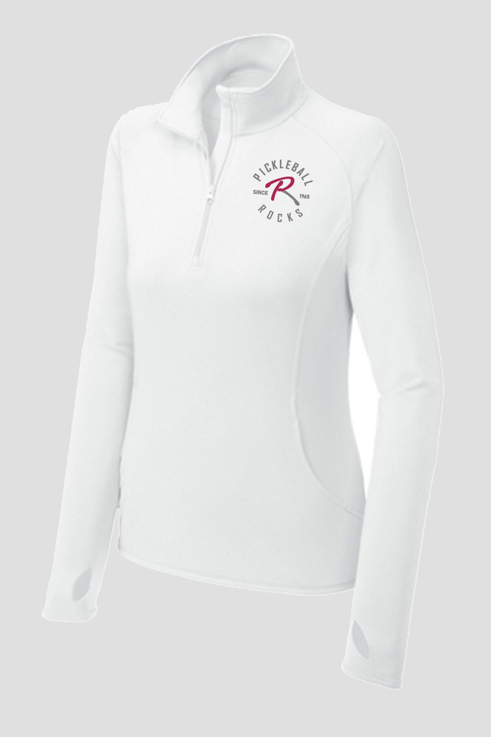 Pickleball Rocks Releases New Apparel: Just In Time For Christmas &Raquo; White 850 Ladies Quarter Zip Scaled 2