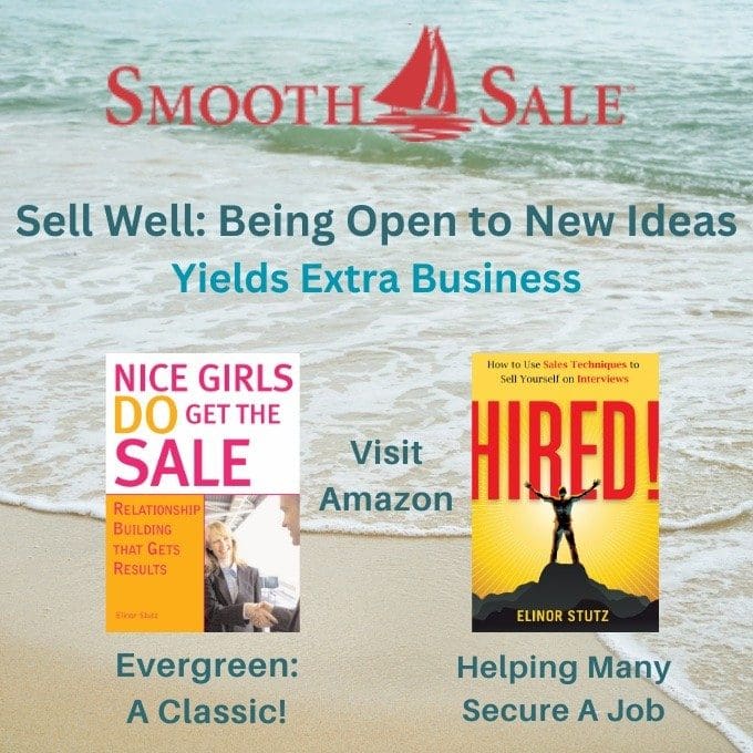 Nice Girls Do Get The Sale Is An International Best-Seller And Evergreen:
A Classic! Https://Amzn.to/39QivzwHired! How To Use Sales Techniques To Sell Yourself On Interviews Is A Best Seller. Https://Amzn.to/33Lp2Pv And Helped Many To Secure The Job They DesiredVisit Elinor Stutz'S Author Page On Amazon: Https://Www.amazon.com/Elinor-Stutz/E/B001Js1P8S  