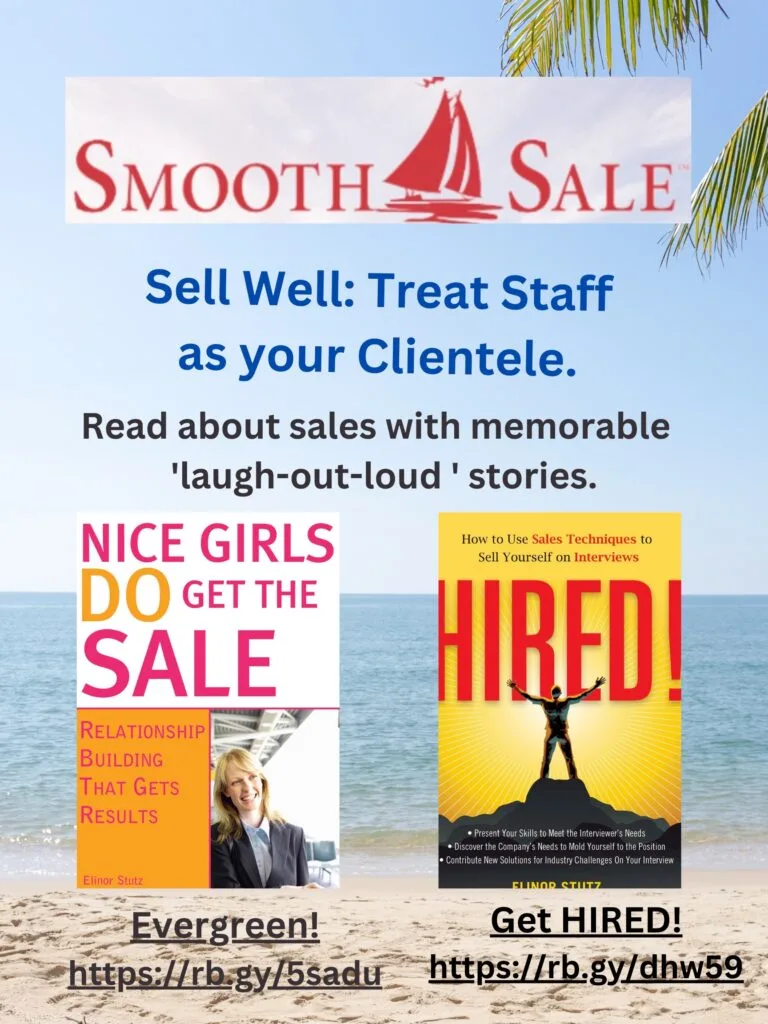 Nice Girls Do Get The Sale Is An International Best-Seller And Evergreen:
A Classic! Https://Amzn.to/39QivzwHired! How To Use Sales Techniques To Sell Yourself On Interviews Is A Best Seller. Https://Amzn.to/33Lp2Pv And Helped Many To Secure The Job They DesiredVisit Elinor Stutz'S Author Page On Amazon: Https://Www.amazon.com/Elinor-Stutz/E/B001Js1P8S  