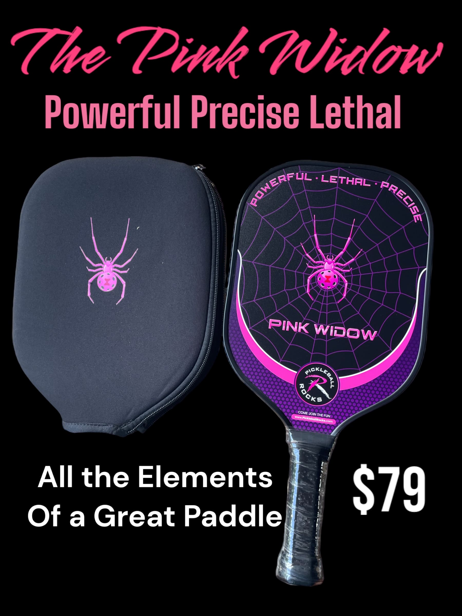 Pink Widow Pickleball Paddle By Pickleball Rocks