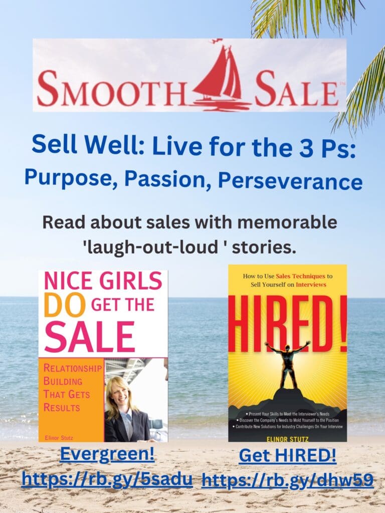 
Nice Girls Do Get The Sale Is An International Best-Seller And Evergreen:
A Classic! Https://Amzn.to/39QivzwHired! How To Use Sales Techniques To Sell Yourself On Interviews Is A Best Seller. Https://Amzn.to/33Lp2Pv And Helped Many To Secure The Job They DesiredVisit Elinor Stutz'S Author Page On Amazon: Https://Www.amazon.com/Elinor-Stutz/E/B001Js1P8S  