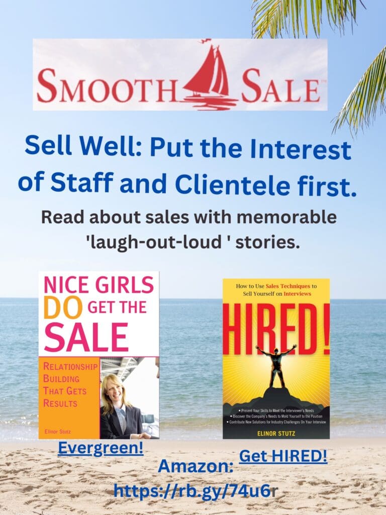 
Nice Girls Do Get The Sale Is An International Best-Seller And Evergreen:
A Classic! Https://Amzn.to/39QivzwHired! How To Use Sales Techniques To Sell Yourself On Interviews Is A Best Seller. Https://Amzn.to/33Lp2Pv And Helped Many To Secure The Job They DesiredVisit Elinor Stutz'S Author Page On Amazon: Https://Www.amazon.com/Elinor-Stutz/E/B001Js1P8S  