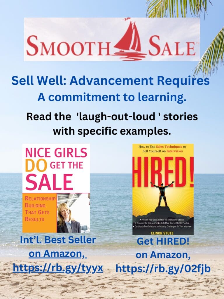 Nice Girls Do Get The Sale Is An International Best-Seller And Evergreen:
A Classic! Https://Amzn.to/39QivzwHired! How To Use Sales Techniques To Sell Yourself On Interviews Is A Best Seller. Https://Amzn.to/33Lp2Pv And Helped Many To Secure The Job They DesiredVisit Elinor Stutz'S Author Page On Amazon: Https://Www.amazon.com/Elinor-Stutz/E/B001Js1P8S  