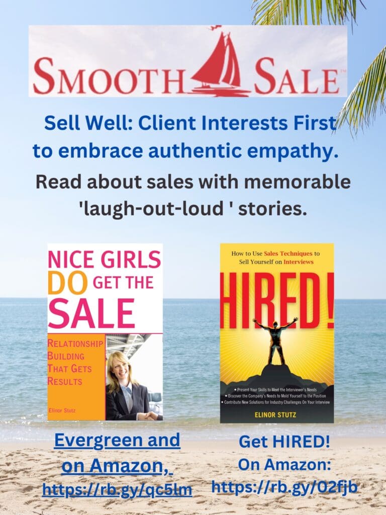 Nice Girls Do Get The Sale Is An International Best-Seller And Evergreen:
A Classic! Https://Amzn.to/39QivzwHired! How To Use Sales Techniques To Sell Yourself On Interviews Is A Best Seller. Https://Amzn.to/33Lp2Pv And Helped Many To Secure The Job They DesiredVisit Elinor Stutz'S Author Page On Amazon: Https://Rb.gy/Fk48L 