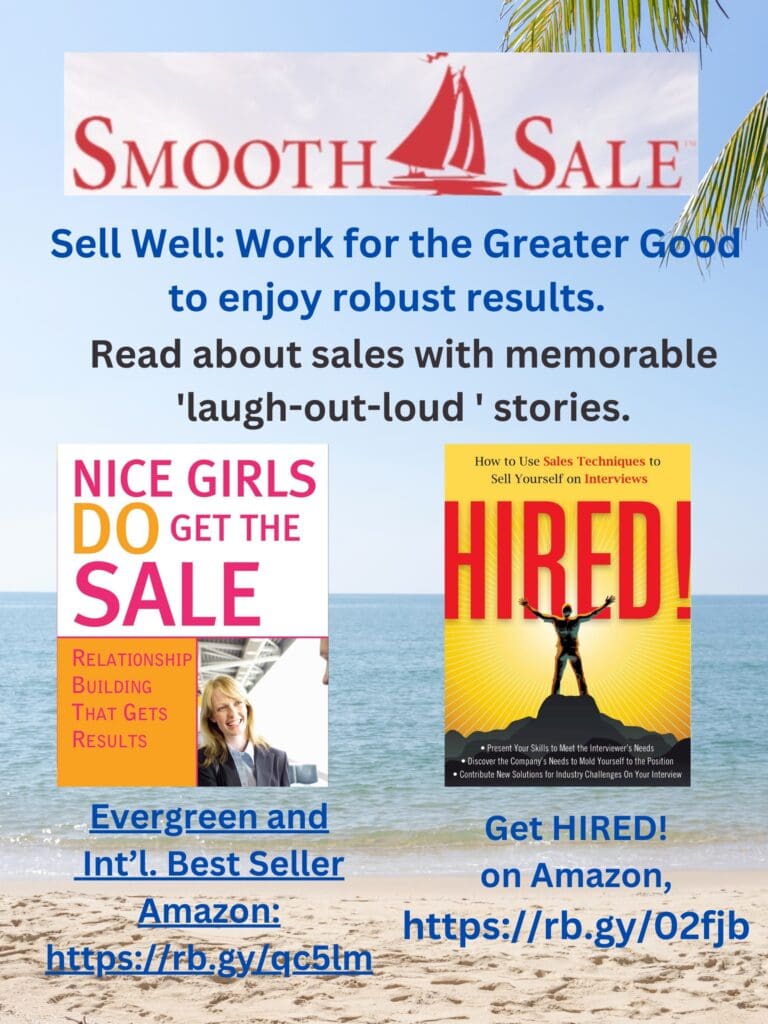 Nice Girls Do Get The Sale Is An International Best-Seller And Evergreen:
A Classic! Https://Amzn.to/39QivzwHired! How To Use Sales Techniques To Sell Yourself On Interviews Is A Best Seller. Https://Amzn.to/33Lp2Pv And Helped Many To Secure The Job They Desired
