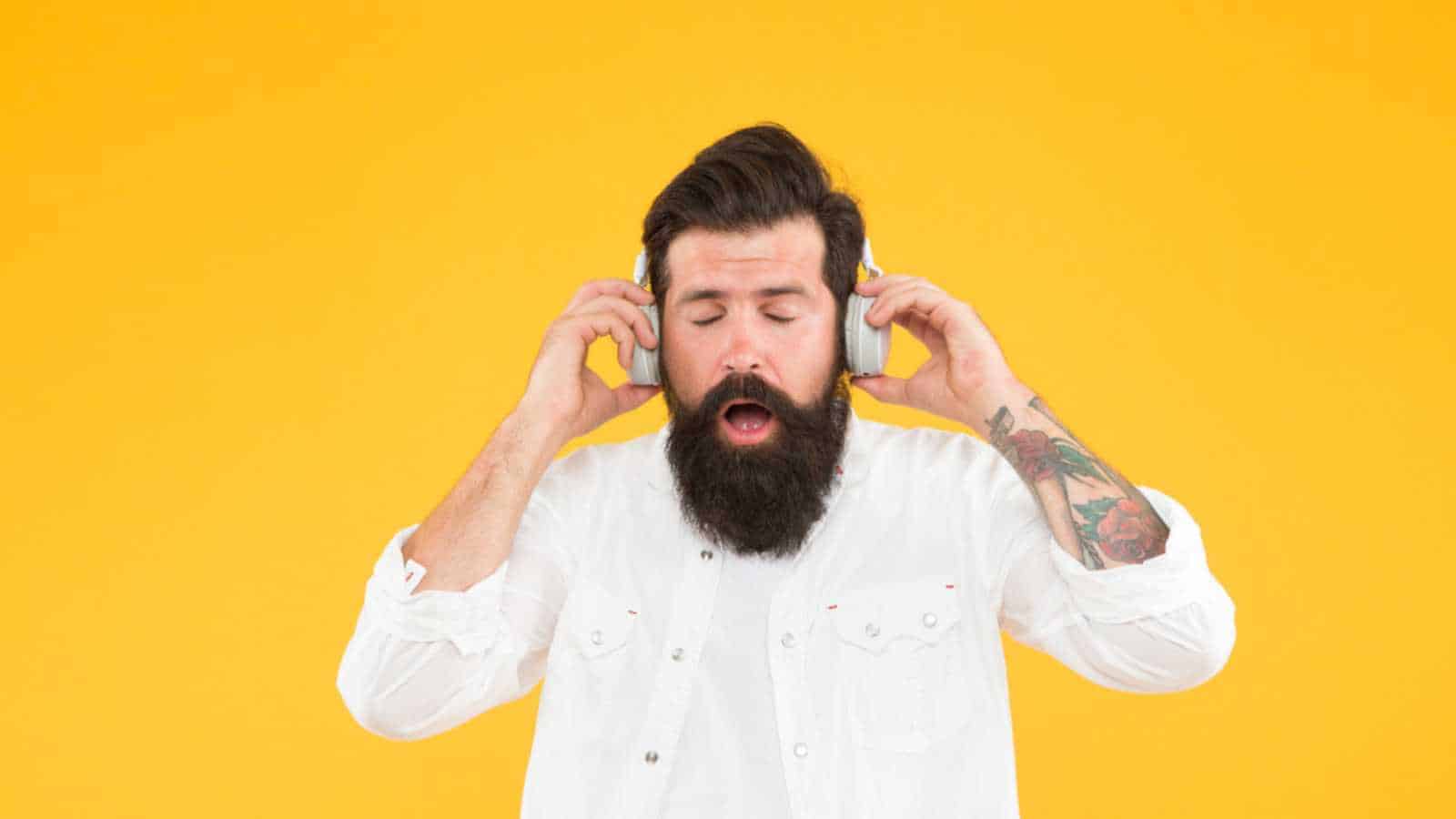 Man Wearing Noise-Cancelling Headphones