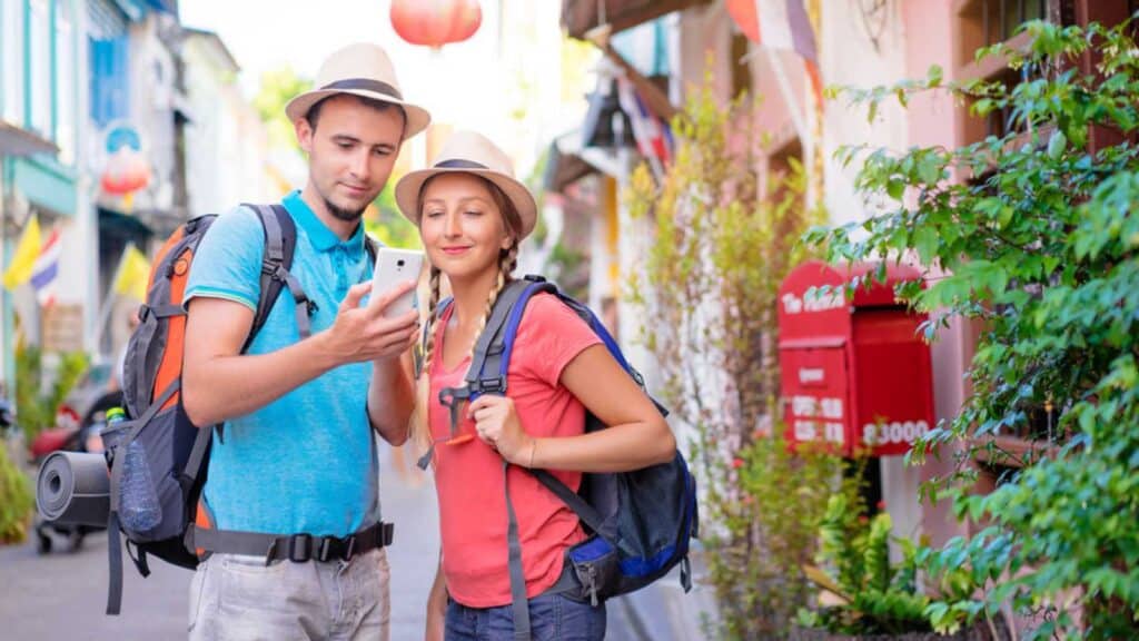 Traveler Talking To Stranger