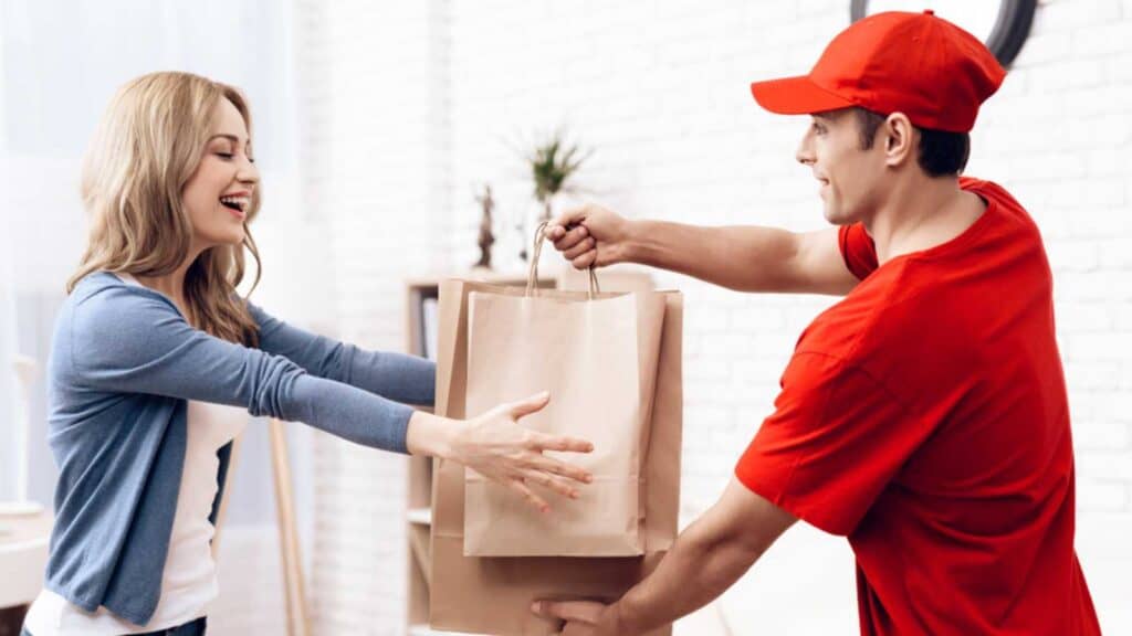 Woman Getting Food Delivery