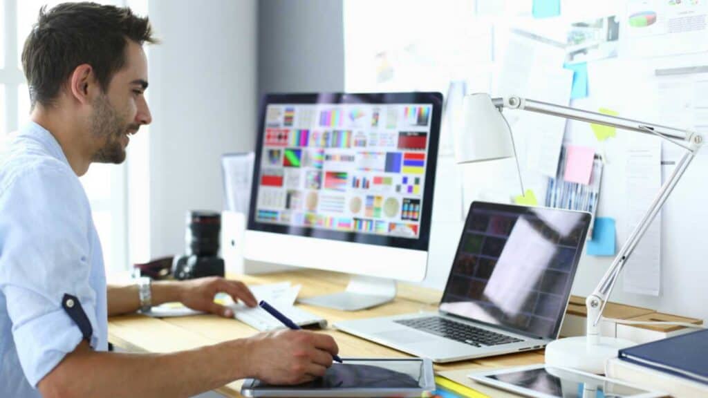 Man Working On Computer