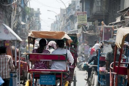 The Treasures Of India’s Golden Triangle And Beyond: A Journey Through Delhi, Agra, Jaipur, Jodhpur, And Pushkar &Raquo; Women On Rickshaw And Traffic Delhi India Copyright 2011 Ralph Velasco 1024X680 1