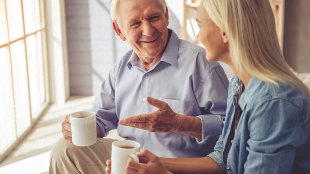 Old Man Chating With Daughter