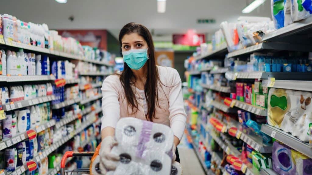 Woman Buying Paper Towel In Bulk