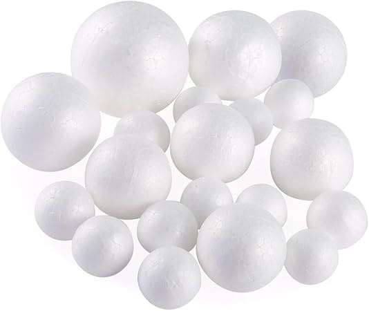 20 Pieces 5 Sizes White Foam Balls