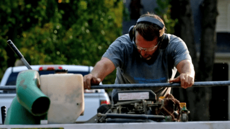 Tad Derrickson Moves From Helping People To Repurposing Trees &Raquo; Tad Derrickson At Saw Mill Photo By Newschannel 5 1024X576 1