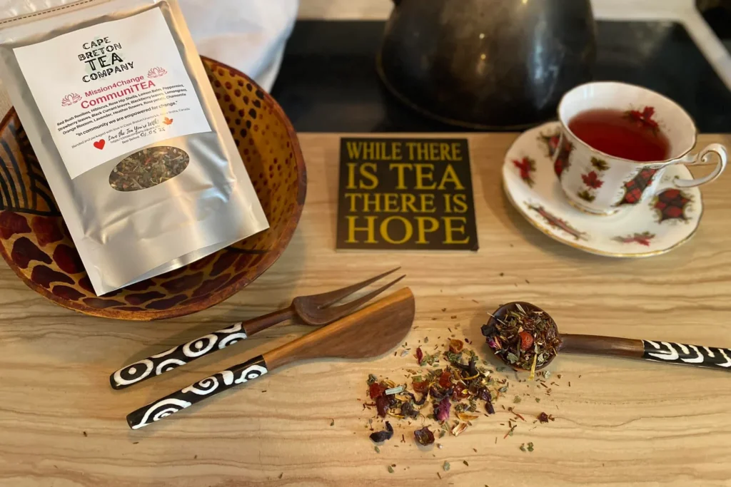 Tea, Tea Herbs, Wooden Spoons And Tea Coaster