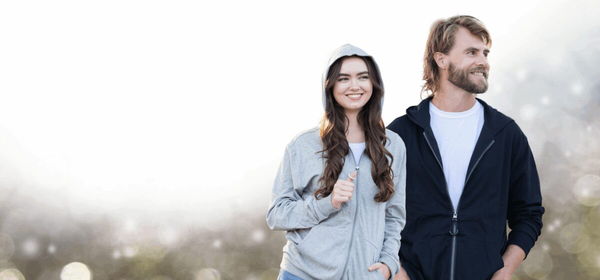 Joe & Bella Magnetic Zipper | Two People Standing Side By Side With A Blurred Background